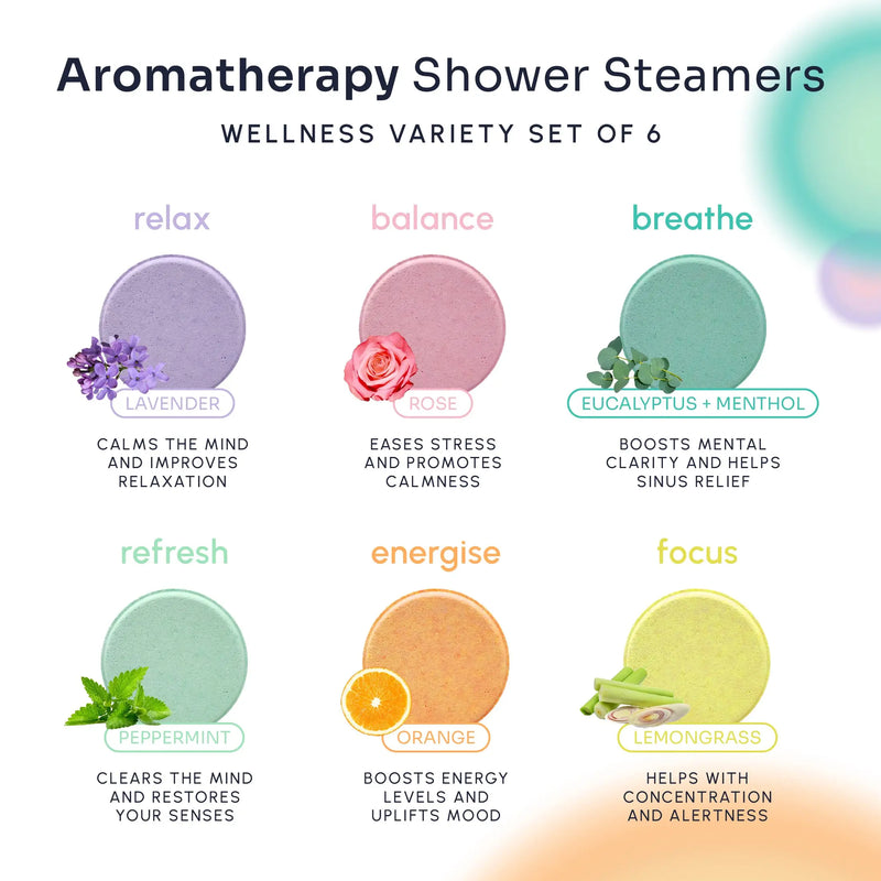 6 Pack Aromatherapy Shower Steamers  Uk - Strong Scented, Natural, Soothing Shower Bombs Steamer with Essential Oils - Lavender, Rose, Peppermint, Eucalyptus Shower Steamer Gift Set (6x40g) fmula+