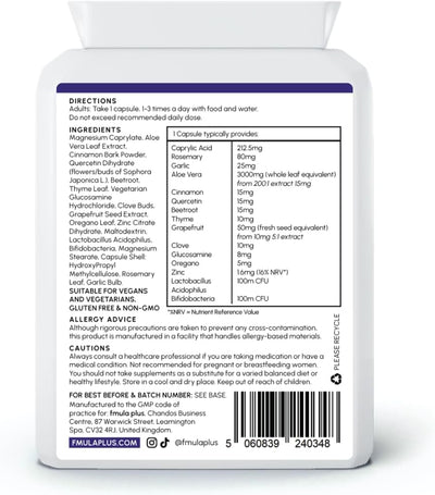 Candida Support Supplement | Powerful Yeast Balance & Vaginal Probiotics for Women Health | Candida Cleanse for Thrush and Yeast Infections with Live Bacteria & Botanical Extracts | Vegan Capsules fmula+