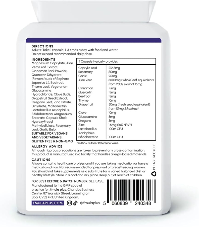Candida Support Supplement | Powerful Yeast Balance & Vaginal Probiotics for Women Health | Candida Cleanse for Thrush and Yeast Infections with Live Bacteria & Botanical Extracts | Vegan Capsules fmula+