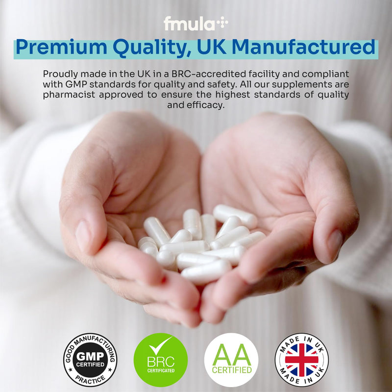 Triple Magnesium Complex Capsules 375mg | Magnesium Bisglycinate, Magnesium Malate & Taurate with Vitamin B6 | Magnesium Glycinate Supplements for Women & Men | Vegan and UK Made - 120 Capsules fmula+