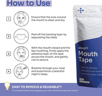 fmula+ Sleep Tape 30 Strips - Mouth Tape for Sleeping, Snoring Aid Mouth Tape for Men and Women, Helps Stop Snoring and Supports Nasal Breathing, Black fmula+