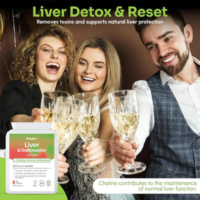 Liver Detox & Gallbladder Cleanse Supplement - Natural Liver Cleanse Detox and Repair Complex with Choline, Turmeric, Beetroot, Garlic, NAC & Alpha Lipoic Acid - UK Made Liver Support Supplements fmula+