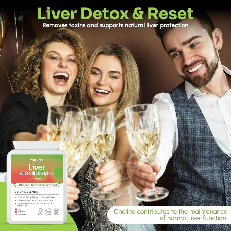 Liver Detox & Gallbladder Cleanse Supplement - Natural Liver Cleanse Detox and Repair Complex with Choline, Turmeric, Beetroot, Garlic, NAC & Alpha Lipoic Acid - UK Made Liver Support Supplements fmula+