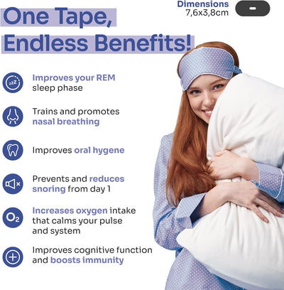 fmula+ Sleep Tape 30 Strips - Mouth Tape for Sleeping, Snoring Aid Mouth Tape for Men and Women, Helps Stop Snoring and Supports Nasal Breathing, Black fmula+