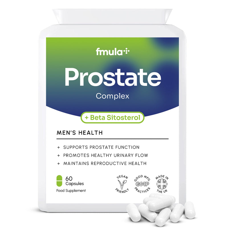 Prostate Health Complex – Prostate Supplement for Men UK – Natural Prostate Support with Pumpkin Seed, Lycopene, Zinc & Selenium – Supports Urinary Flow & Bladder Control – Vegan 60 Capsules fmula+