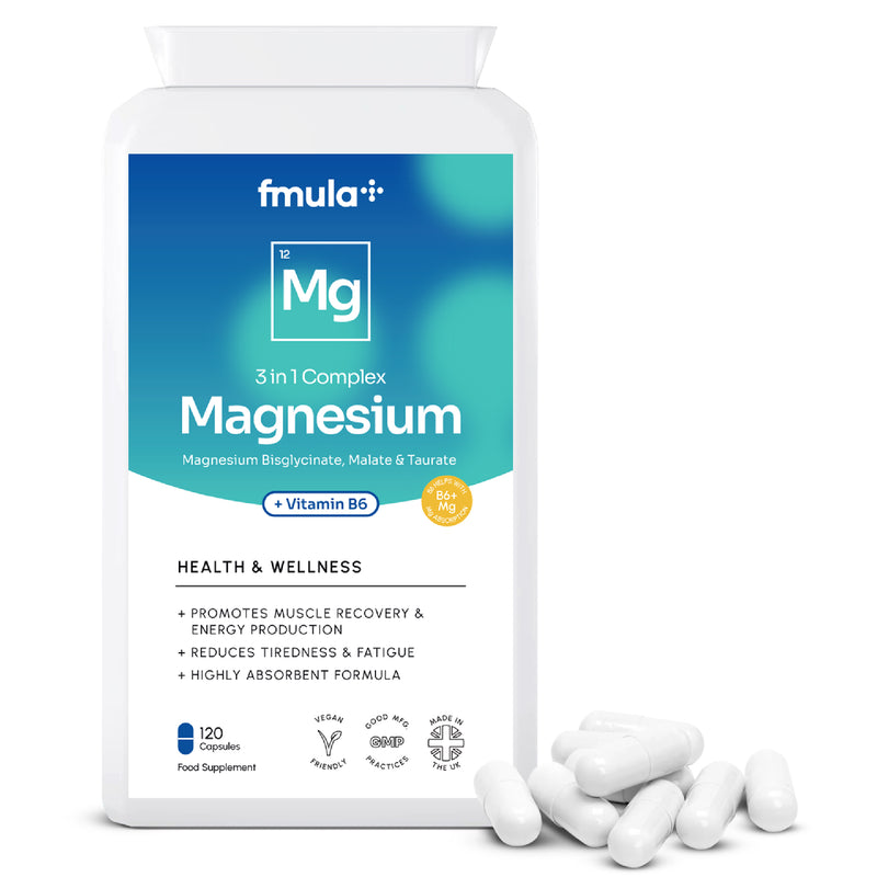 Triple Magnesium Complex supplement Capsules 375mg | Magnesium Bisglycinate, Magnesium Malate & Taurate with Vitamin B6 | Magnesium Glycinate Supplements